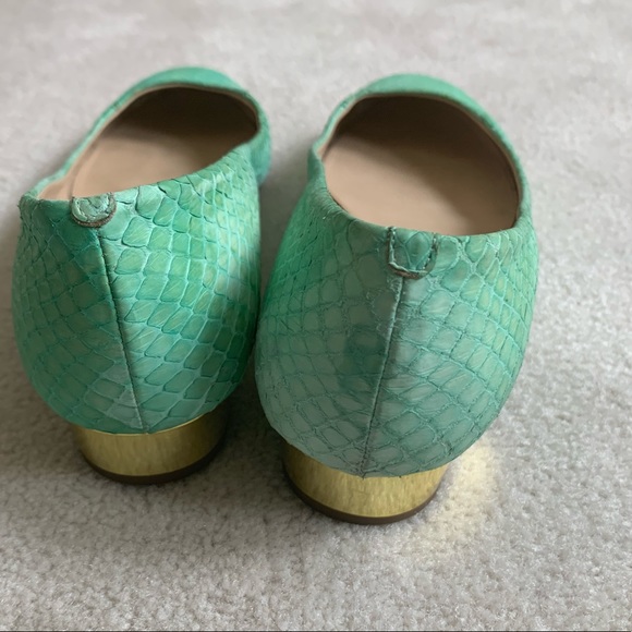 🌸HP🌸 Rare Find, J. Crew Collection Janey Snakeskin Flats, Metallic heels, 7.5 - Picture 7 of 16